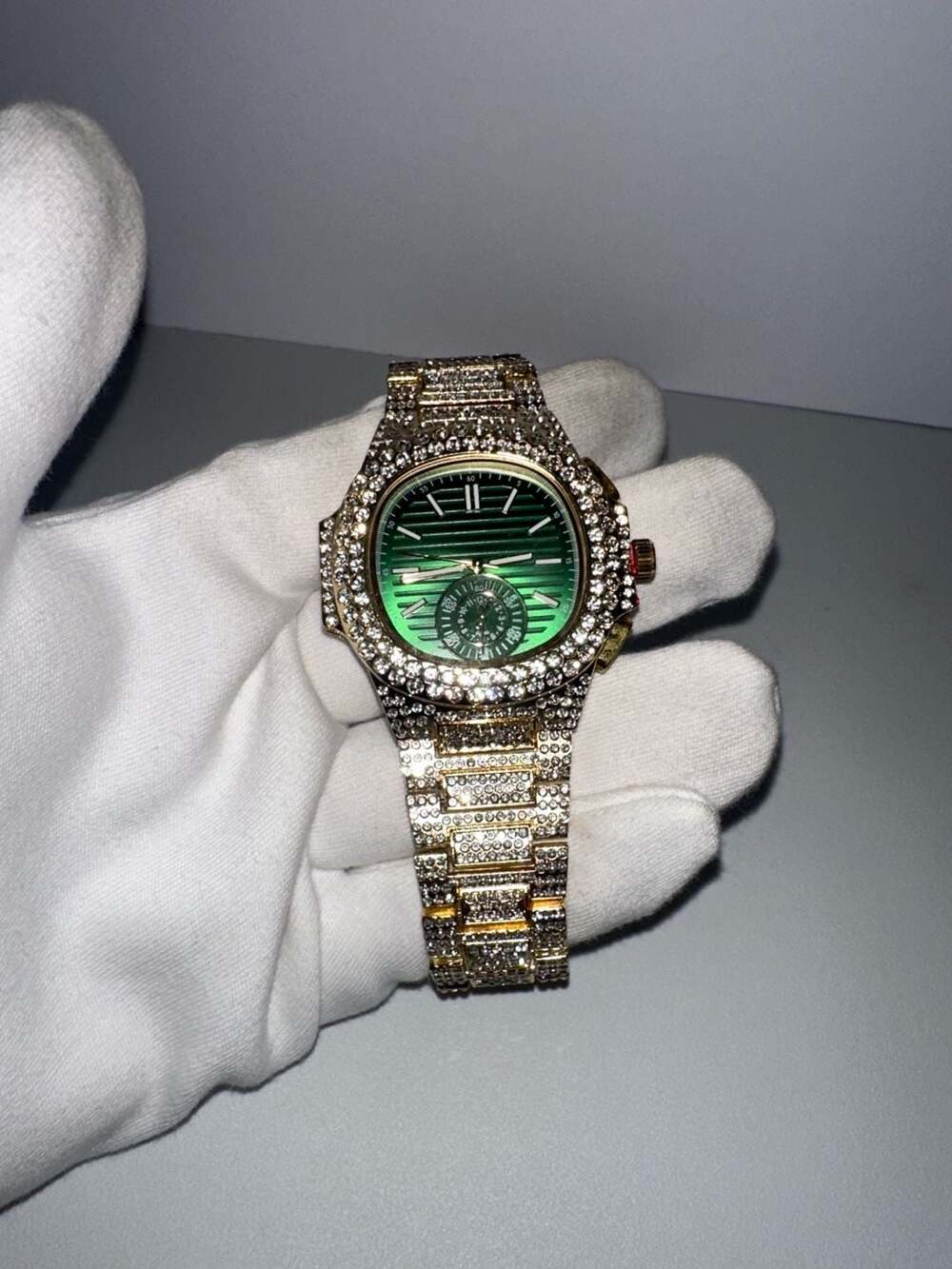 A1 Certified Iced Green Dial Watch